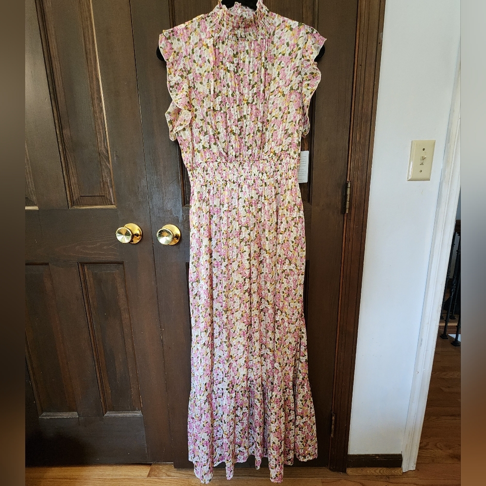 Floral Pink Maxi Dress MELLODAY NWT MEDIUM
